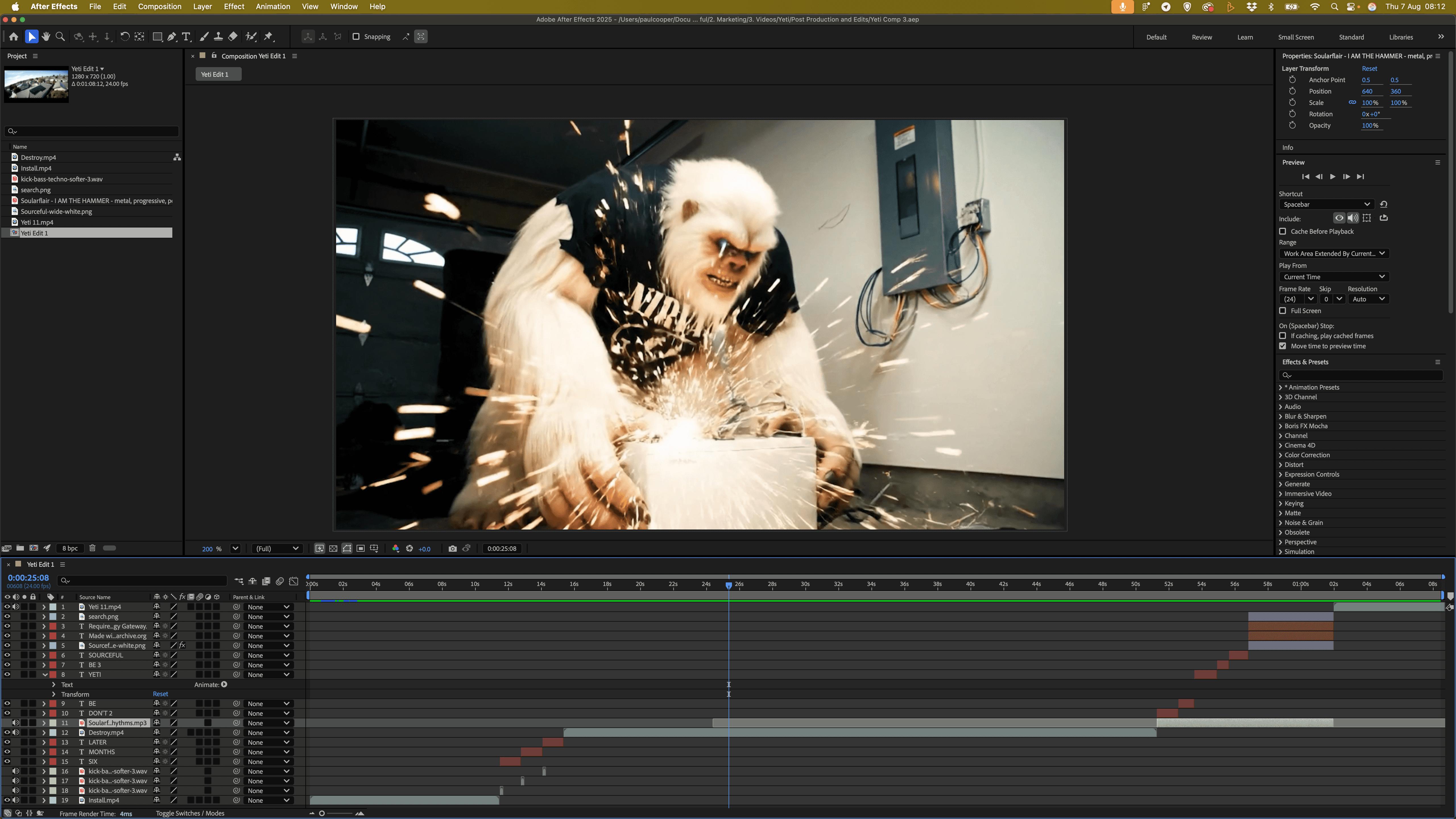 Sourceful Labs promotional still. A stylised dark coin marked $FOR, flanked by horizontal light streaks, set against a deep black background.