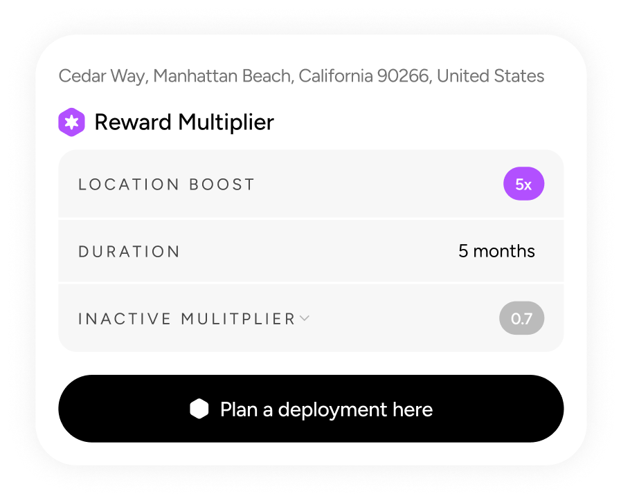 Reward multiplier card showing location boost and duration