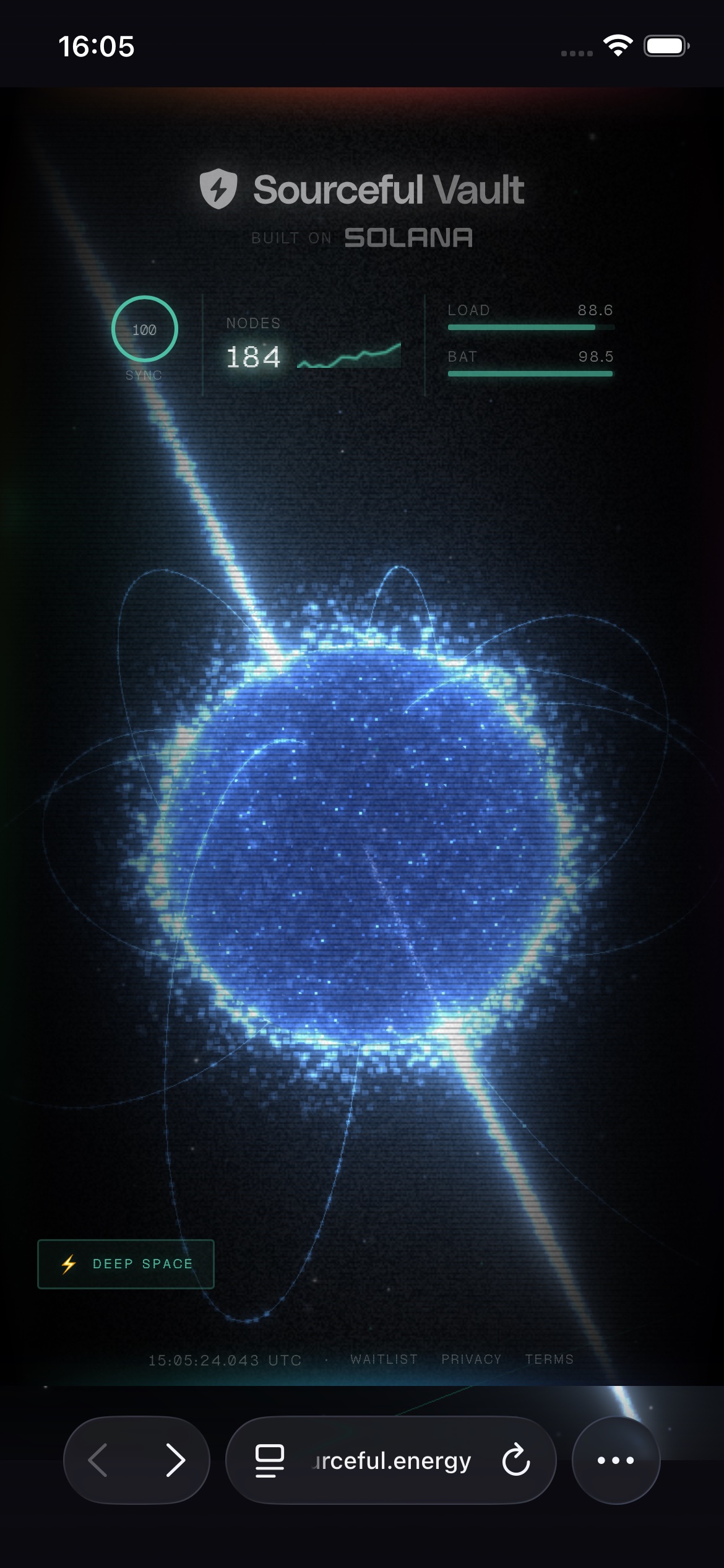 Deep space theme, pulsar sphere