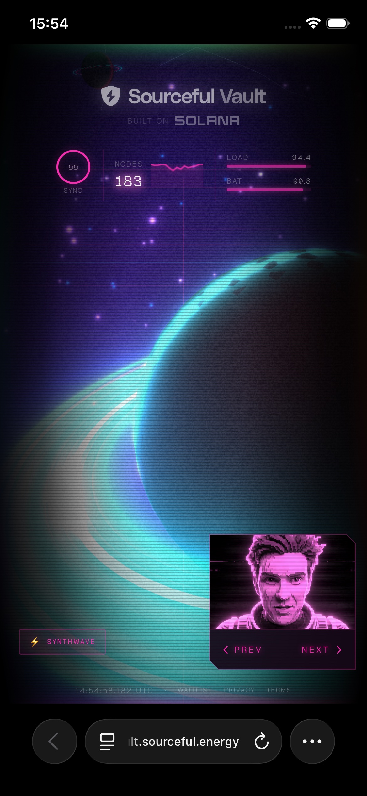 Synthwave theme, ringed planet