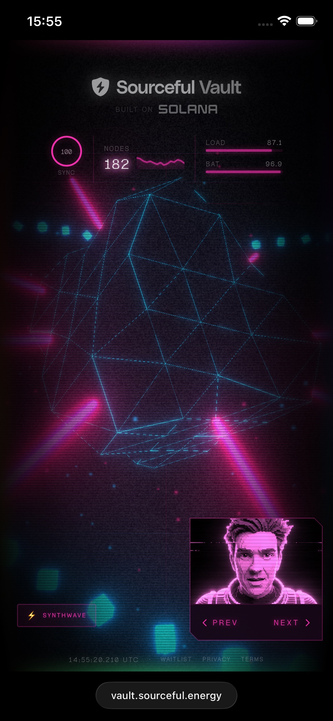 Synthwave theme, storage polyhedron