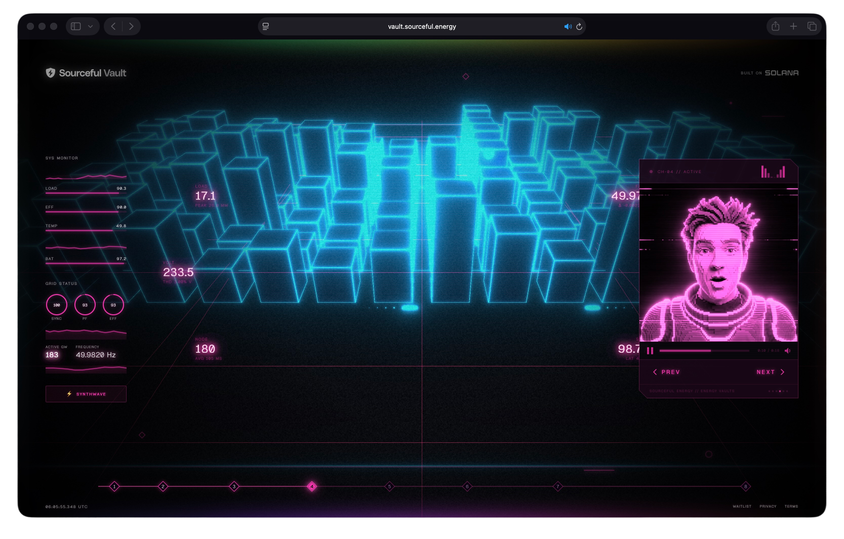 Deep space theme of the Sourceful Vault, showing the HUD overlay
